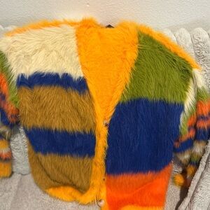 Aelfric Eden Vibrant Multicolor Fuzzy Cardigan